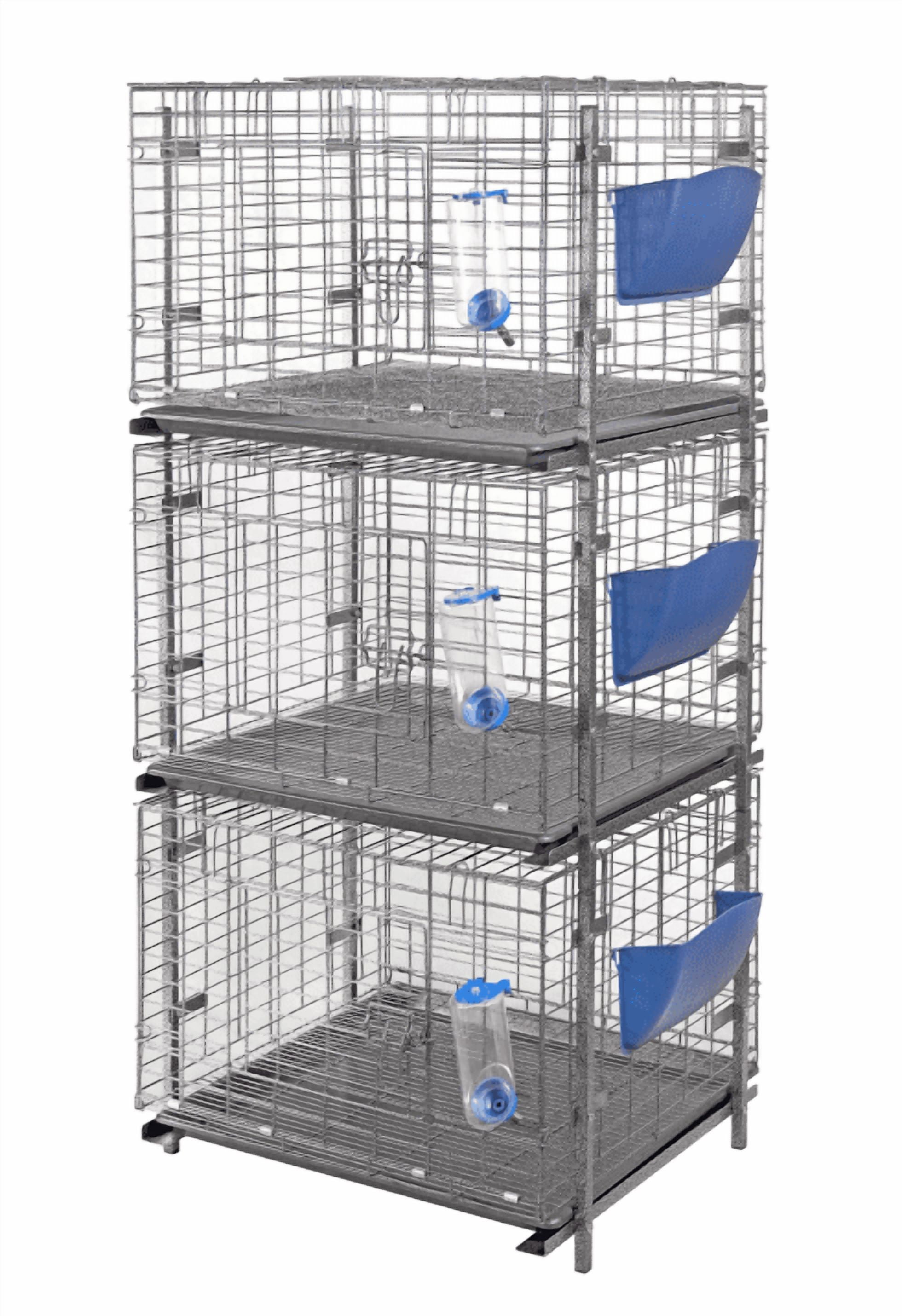 Stackable Rabbit Breeding Cage with Feeder and Water Bottle Easy-Clean, 24 x 24 x 16 inches, Guinea Pig Ferret Bunny Hutch