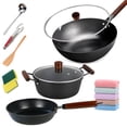 thumbnail image 1 of Tignapoo 15-Piece Nonstick Cookware Set with Lids, Hand-Forged Iron Pots for Healthy Cooking, Compatible with All Stovetops, Includes Utensils and Cleaning Accessories, 1 of 7