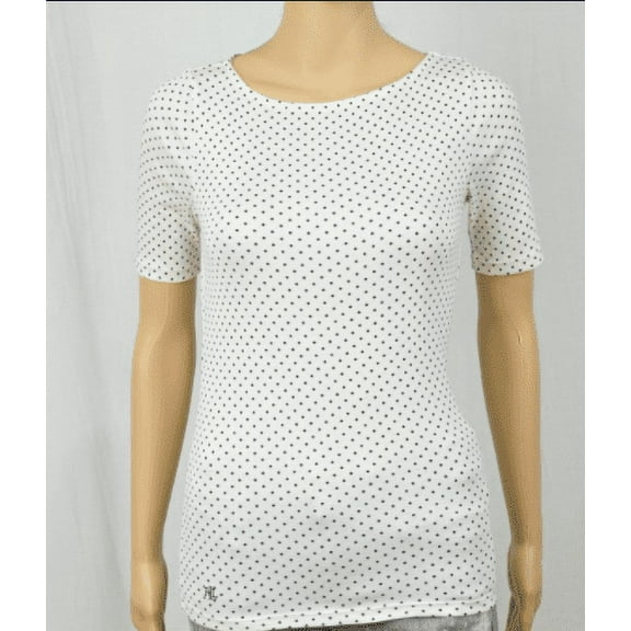 Lauren Ralph Lauren WINTER CREAM Women's Polka Dot Boatneck Top, US XXS