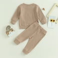 thumbnail image 6 of KYAIGUO 2PCS Baby Newborn Pullover Sweatshirt Top and Pants for Girls Boys,Spring Casual Crewneck Track Suits Outfits Fall Long Sleeve Sweatershirt+sweatpants for 0-3Y, 6 of 9
