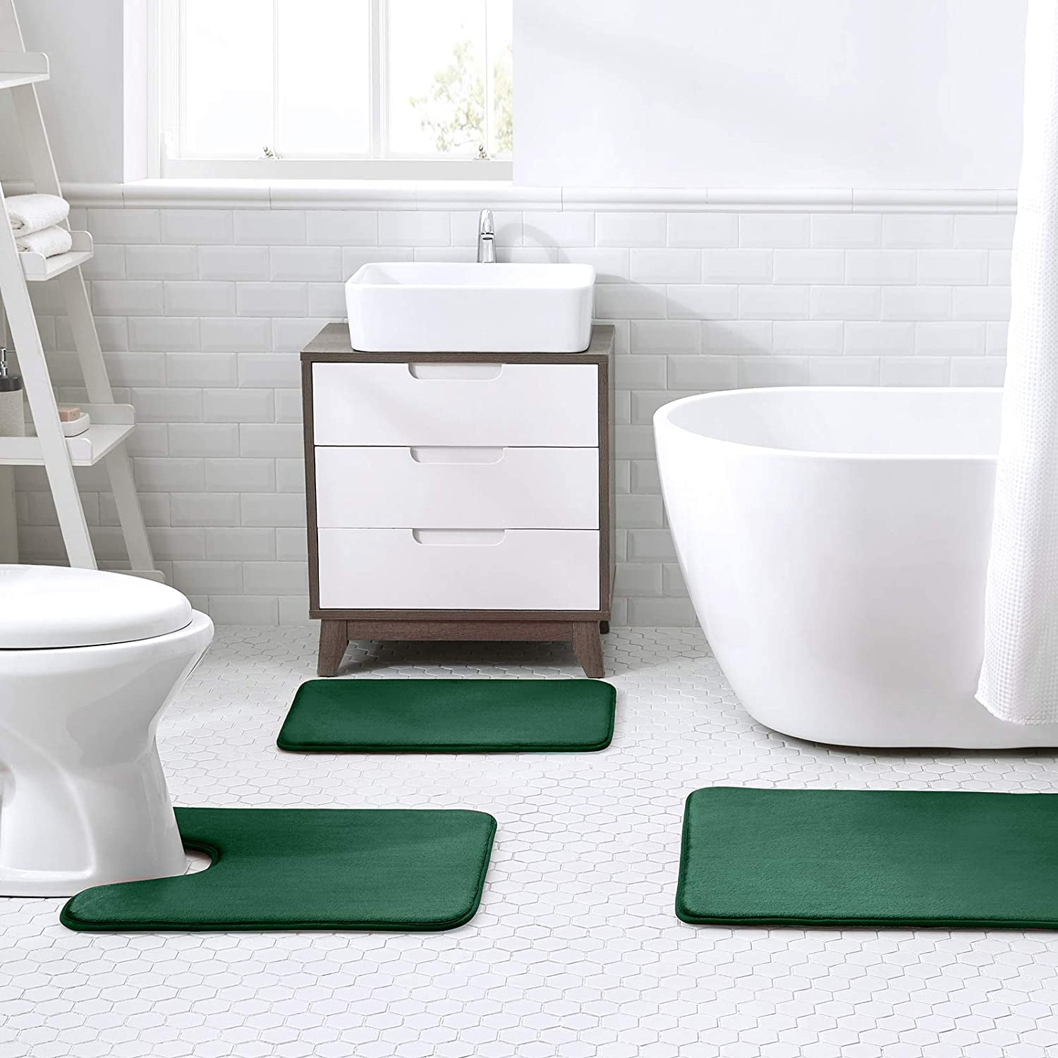 Walensee Memory Foam Bath Rug, 24’x36′, Hunter Green, Non Slip Bathroom