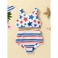thumbnail image 4 of Aojekbee Independence Day Kids Girl Swimsuits Summer Star Print Tank Tops and Elastic Striped Shorts Set Tankini Swimwear, 4 of 9