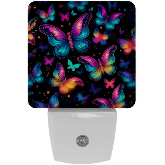 PhooArto Cute Neon Flying Butterflies Plug in LED Night Light Auto Sensor Dusk to Dawn Decorative Night for Bedroom, Bathroom, Kitchen, Hallway, Stairs, Baby's Room, Energy Saving