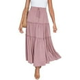 thumbnail image 5 of 2025 Women's Bohemian High-Waisted Satin Maxi Skirt - Flowy A-Line Midi Skirt for Spring & Summer, 5 of 12