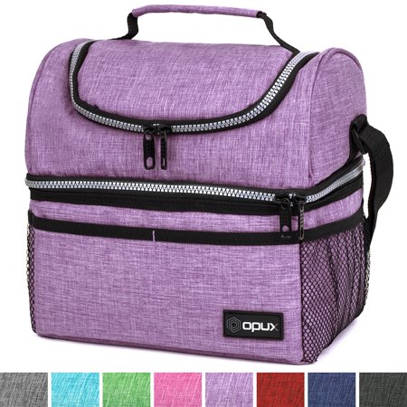 Insulated Dual Compartment Lunch Bag for Men, Women | Double Deck Reusable Lunch Box Cooler with Shoulder Strap, Leakproof Liner | Medium Lunch Pail for School, Work, (Best Insulated Lunch Cooler)