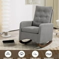 thumbnail image 3 of Ataucjin Upholstered Glider Rocking Chair Teddy Fabric Nursery Chairs High Backrest Reading Chair With Side Pocket And Rubber Wood Legs Accent Armchair For Living Bedroom Offices, 3 of 7