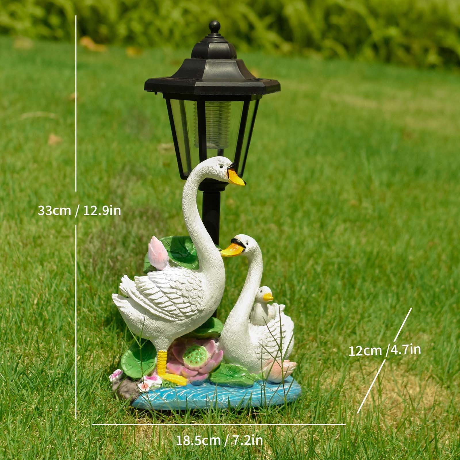 Goose Resin Sculpture, Solar Outdoor Yard Light, Multi Functional Flower Pot Decor, Waterproof Landscape Ornament for Garden Villa Balcony Courtyard Layout