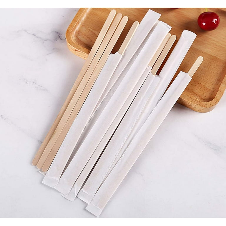 BLUE TOP Individually Paper Wrapped Wooden Coffee Stirrers 4.3 Inch Pack  500, Disposable Wood Sticks for Coffee/Tea/Hot Beverage/Hot Chocolate/Cold