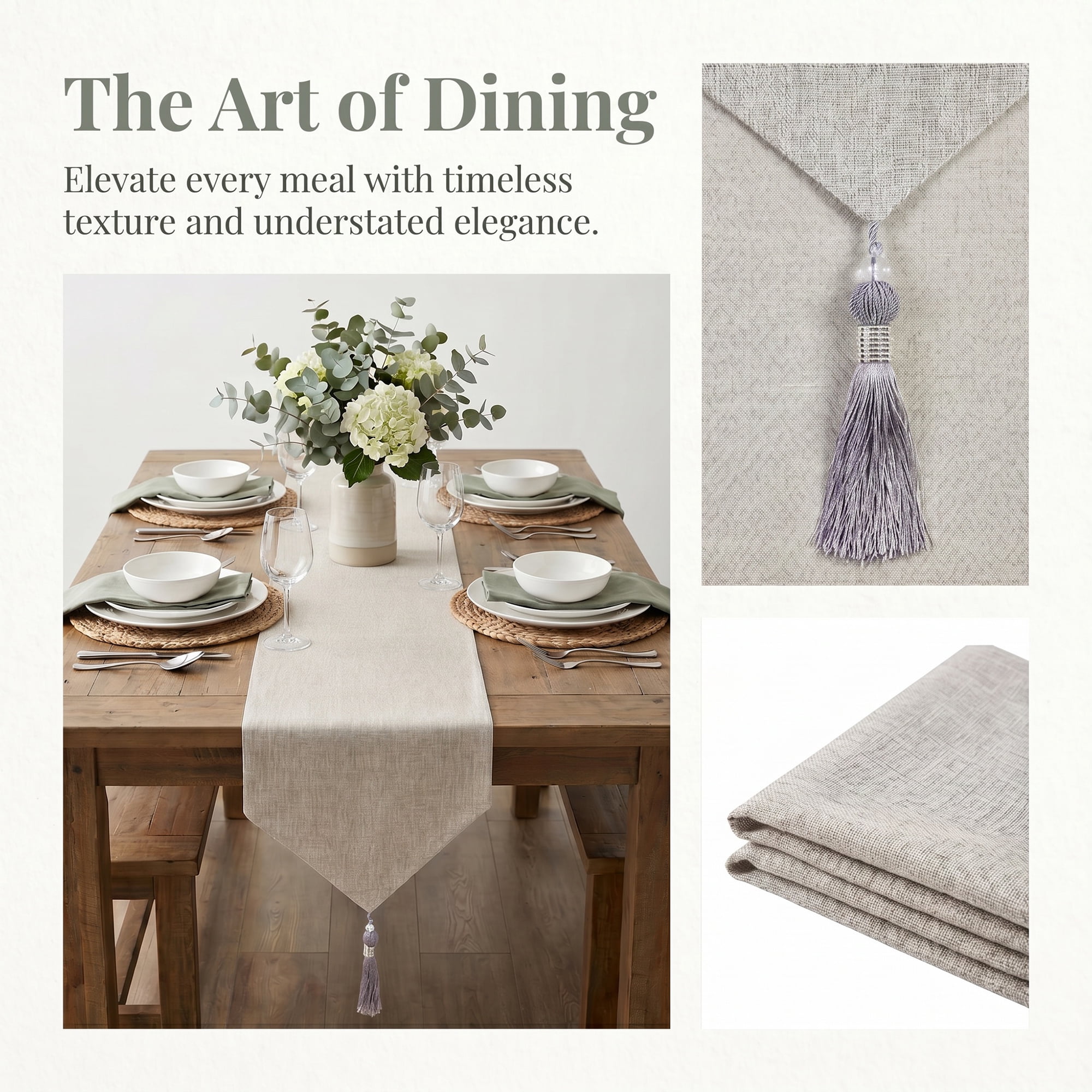 Unique Bargains Long Washable Cotton Table Runner Light Gray 12.6" x 70.9"