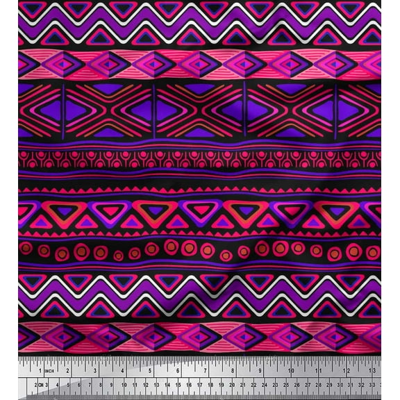 Soimoi Cotton Duck Fabric Aztec Geometric Fabric Prints by Yard 42 Inch Wide