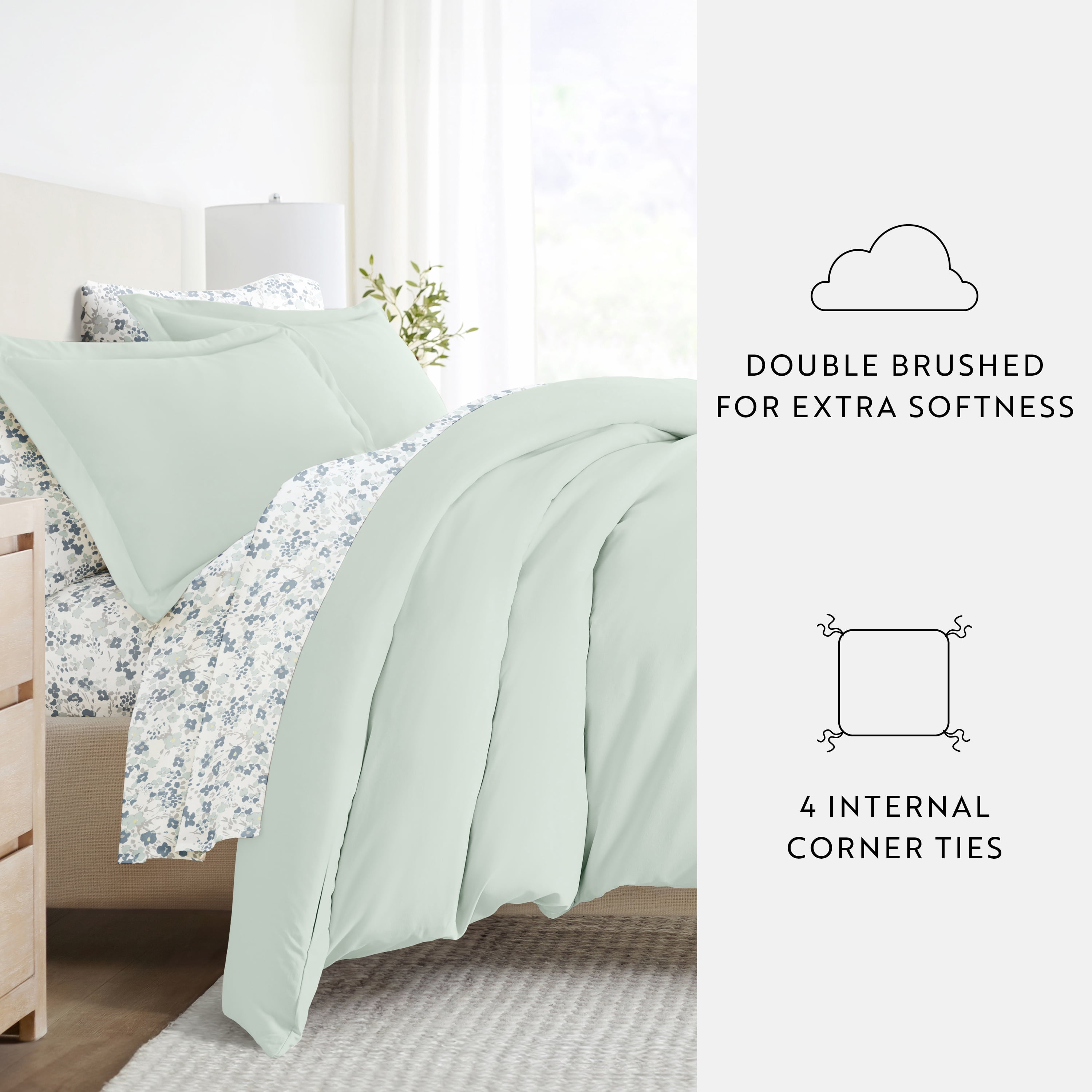 Noble Linens 8 Piece Solid Duvet Bundle in Mint, Full