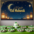 thumbnail image 6 of Eid Mubarak Arabic Lantern Moon Decorations Banner Backdrop Ramadan Party Supplies Photography Props Decor Festivities Celebration, 6 of 8