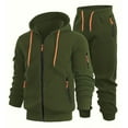 thumbnail image 1 of Zip Up Hoodie, 2 Piece Zip Hoodie Drawstring Waist Sweatpants Outfit, Men's Set, 1 of 9