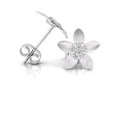 thumbnail image 4 of TimeLe$$ Classics Natural Diamond Floral Stud Earrings for Women in 10K White Gold, 4 of 4