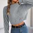 thumbnail image 4 of Lovskoo 2024 Sweaters for Women Trendy Pullover Long Sleeve Round-Neck Blouse Knit Tops Gray, 4 of 9