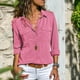 thumbnail image 5 of Women Button Blouse Long Sleeve Pure Color Loose Shirt With Collar All-match TopsThe Cowboy Blue, 5 of 5