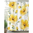 thumbnail image 2 of Shower Curtains Ombre Yellow Flowers Bath Curtain Watercolor Floral Leaf Waterproof Bathroom Shower Curtain Set with Hooks Decoration 72 x 72 Inches, 2 of 7