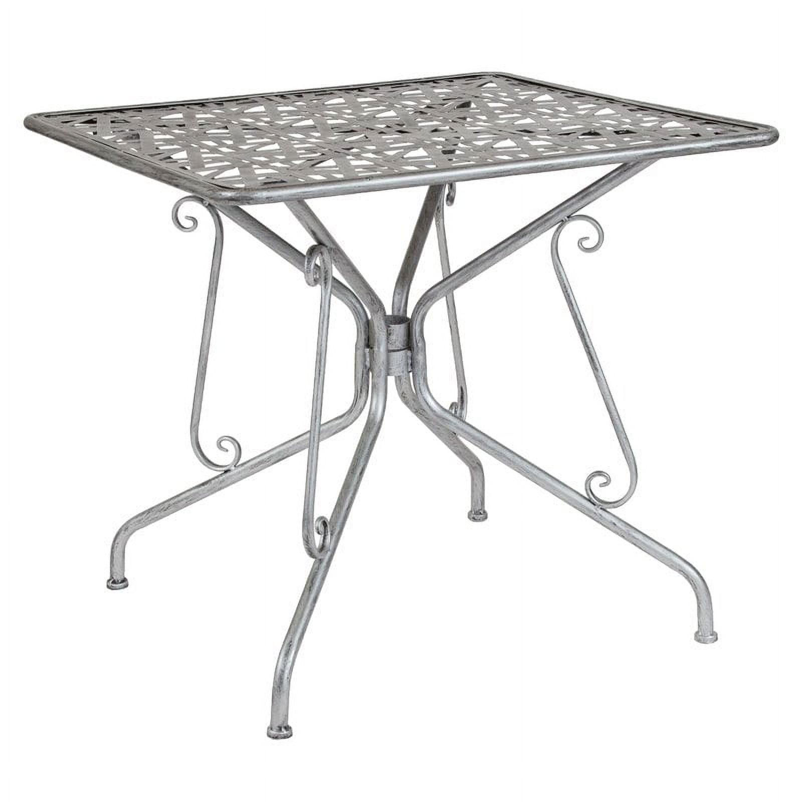 Flash Furniture Agostina Series 31.5" Square Antique Silver Indoor-Outdoor Steel Patio Table with 2 Stack Chairs - image 3 of 4