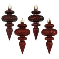 Vickerman 4" Burgundy 4-Finish Finial Ornament, 8 per Box