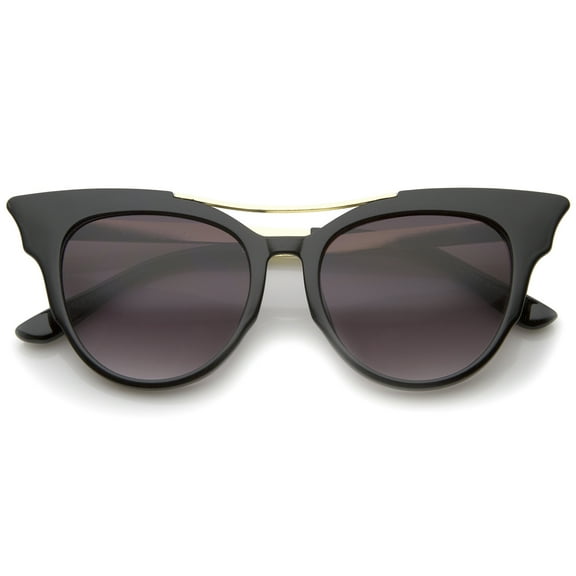 sunglassLA Unisex Women's Fashion Metal Temple Crossbar Bold Cat Eye Sunglasses (Black / Lavender) - 51mm