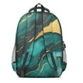 thumbnail image 3 of Teal Gold Marble Backpack for School,Cute School Bag,Schoolbag with Adjustable Shoulder Straps & Padded Back,16.9 Inch, 3 of 5