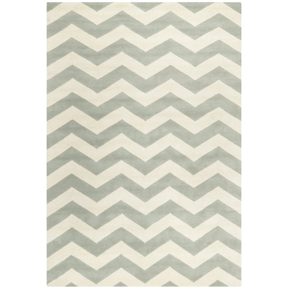 SAFAVIEH Chatham Jake Geometric Wool Area Rug, Grey/Ivory, 6' x 9'