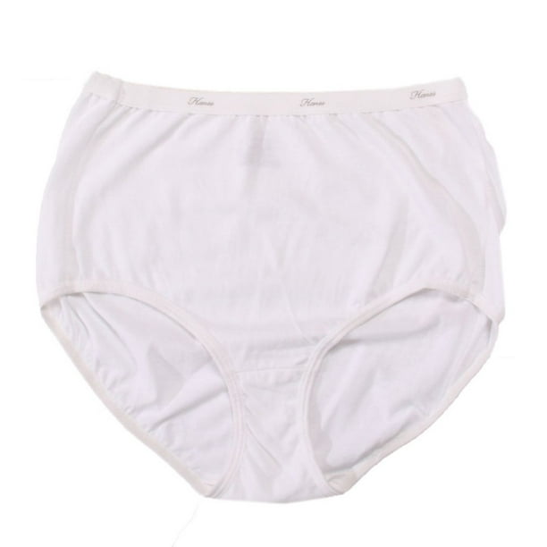 Women's Hanes D40L Cotton Brief Panties 3 Pack (White 6)