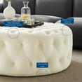 thumbnail image 6 of Modway Amour Tufted Button Large Round Performance Velvet Ottoman in Ivory, 6 of 6