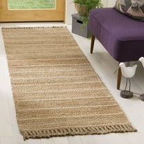 SAFAVIEH Natural Fiber Carrie Braided Runner Rug, Natural/Light Grey, 2'3" x 8'