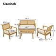 thumbnail image 5 of 4 Pieces Patio Seating Set with Coffee Table, Acacia Solid Wood Outdoor Sofa Set with Cushions, Outdoor Seating Set for 4, Beige, 5 of 8