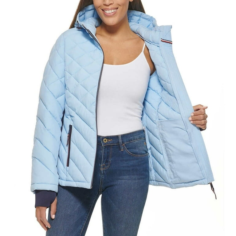Blue Puffer Jacket Tommy Hilfiger Light Blue Jacket TOMMY HILFIGER