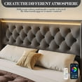 thumbnail image 3 of Senfot King Size Upholstered Bed Frame with Tall Tufted Wingback Headboard, LED Lights & Charging Station, Noise-Free Structure, Metal Support, Grey, 3 of 6