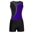 thumbnail image 2 of Aislor Kids Girls Sleeveless Gymnastic Leotard with Booty Shorts Ballet Dance Outfits Athletic Dancewear Purple&Black 16, 2 of 7