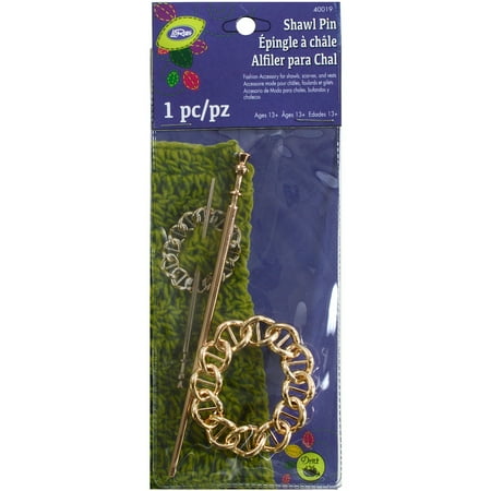 18k Stick Pin - LoRan Shawl Stick Pin, Gold Oval Chain