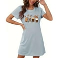 thumbnail image 4 of FDGIU Women's Cute Pajama Dress - Funny Printed Sleepshirt Short Sleeve, Loose Fit Nightgown & Loungewear, 4 of 5