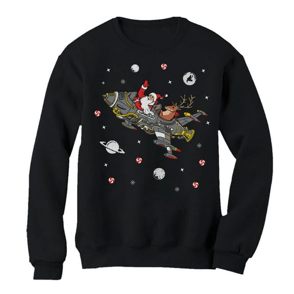 Tstars Mens Ugly Christmas Sweater Santa Reindeer Space Rocket Christmas Gift Funny Humor Holiday Shirts Xmas Party Christmas Gifts for Him Sweatshirt Ugly Xmas Sweater