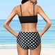 thumbnail image 4 of Conjunto de bikini dividido con estampado de contraste de pecho alto sexy para mujer Conjuntos de traje de baño de dos piezas Fridja nalpqowj56918, 4 of 6