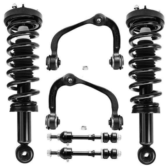 Detroit Axle - Front Coil Spring Ready Install Struts   Upper Control Arms Ball Joint   Sway Bar Links Replacement for Ford F-150 Lincoln Mark LT 2WD Models - 6pc Set Fits select: 2005-2008 FORD F150