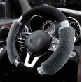 thumbnail image 3 of Rhinestone Fluffy Steering Wheel Cover Comfortable Non-Slip Luxury Faux Wool, Universal Fit for 14.5-15 Inches Steering Wheels, 3 of 10
