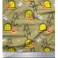 thumbnail image 1 of Soimoi Georgette Viscose Fabric Haunted House,Pumpkin & Ghost Halloween Fabric Prints by Yard 42 Inch Wide, 1 of 3