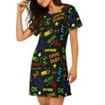 thumbnail image 2 of Rateoe Pixel Game Print Women’s Nightdress – Cozy Cotton Short-sleeved Sleep Shirt, Loose-Fit Sleepwear, Perfect for Relaxing and Sleeping, 2 of 6