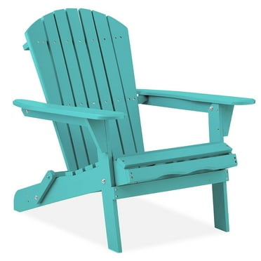 Folding Chair, Wooden Accent Furniture Fire Pit Lounge Chairs with Large Seat, Tall Backrest, and Wide Armrests for Yard, Garden, Patio, Outdoor, 350lb Weight Capacity, Turquoise