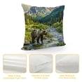 thumbnail image 4 of Autua Bear Mountains Stream Graphic Decorative Throw Pillow Cover for Home Couch Living Room Bed Sofa - Short Plush Material - Invisible Zipper Design - 1PC Car Bedroom Cushion Cover 22x22in, 4 of 5