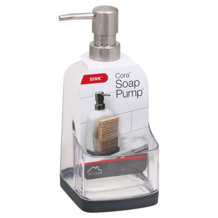 Spectrum Diversified Cora Soap Pump Sponge Holder for Sink Organization, 1 EA, Clear & Gray