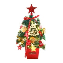 Mini Christmas Tree 19.7IN Tabletop Holiday Decoration with LED String Lights Battery Operated Festive Ornament for Home Office Window Display DIY Holiday Setup