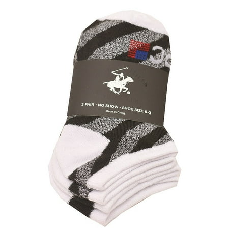 Pair Polo Wraps - Polo Club Unisex Kids White No Show 3 Pair Socks 6-8.5