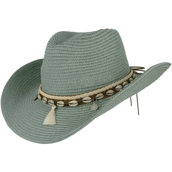 Vjnyvs Shell Tassels Cowgirl Summer Hat Straw Hat For Women Men Western Cowboy Hat Lady Trendy Woven Sun Hat Beach Cap Sun Hat