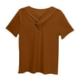 thumbnail image 4 of CHEEREAM Girls Short Sleeve Blouse Casual Solid Color Button Decor Tee Tops Summer Trendy V Neck Shirts Preppy Clothes, 4 of 6