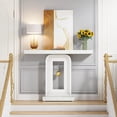 thumbnail image 3 of Tribesigns Modern Console Table with Geometric Base, 40 inch Narrow Wood Sofa Entryway Table with Gold Decor for Living Room Entryway Hallway, White, 3 of 5