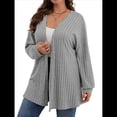 thumbnail image 2 of Cárdigan Extragrande para Mujer, Otoño e Invierno, Larga, Talla Grande, Capa Abierta Al Frente Gris XXL, 2 of 7